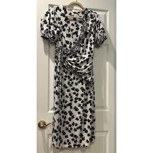 Love, Whit Black And White Floral Wrap Dress Size L